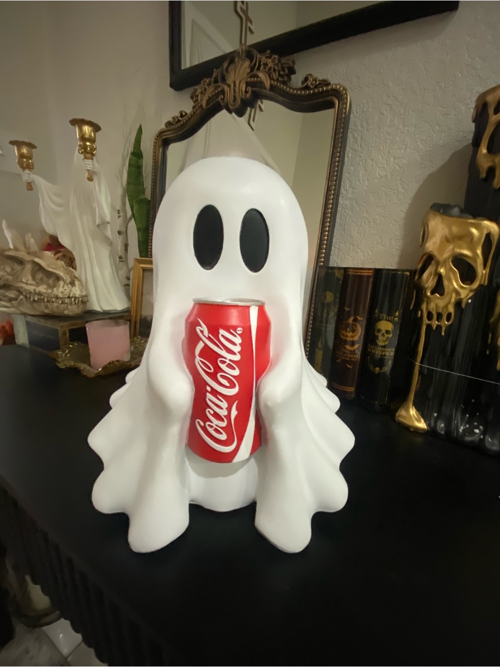 White Ghost coca-cola Can Holder - Decorative Beverage ghost Sculpture